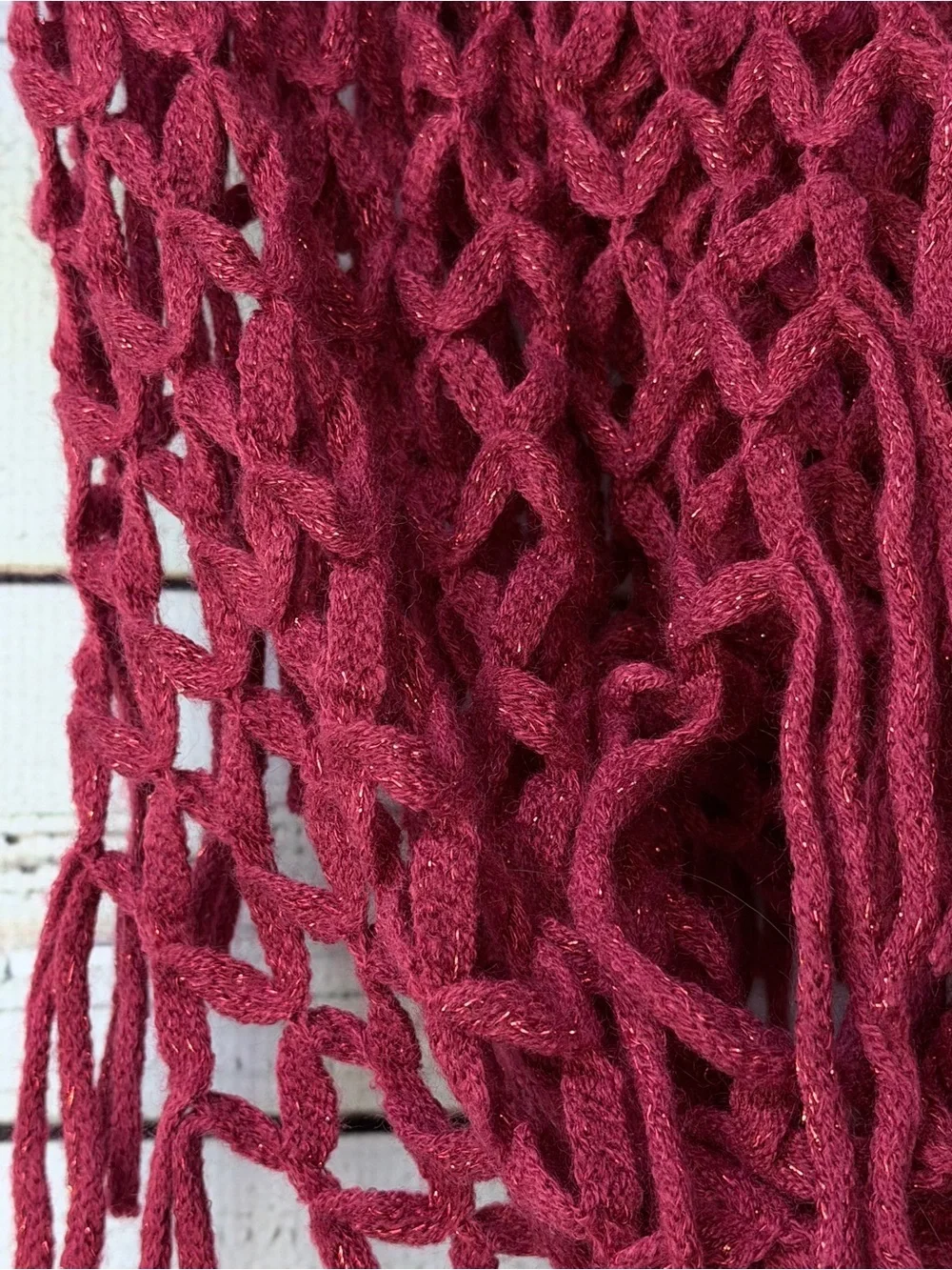 Cozy Open Knit Infinity Scarf in Raspberry